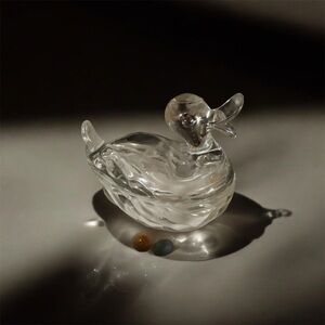 Vintage 1950s Jeannette Glass Duck Trinket Dish with Lid – Candy Jar MCM
